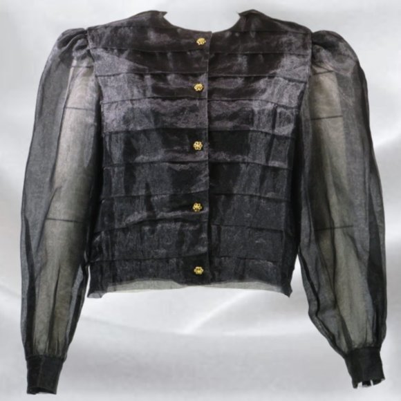 Bianca Black Chiffon Blouse in Size 10 - Picture 1 of 6